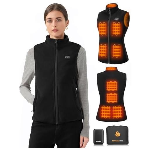 Sevdiea pile gilet riscaldato donna con batteria inclusa 16000mah 7.4v, i, gilet riscaldato a batteria con 9 zone di-l riscaldamento per attività all'aperto caccia