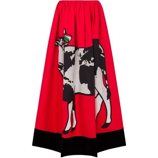 Moschino gonna lunga con stampa grafica - rosso