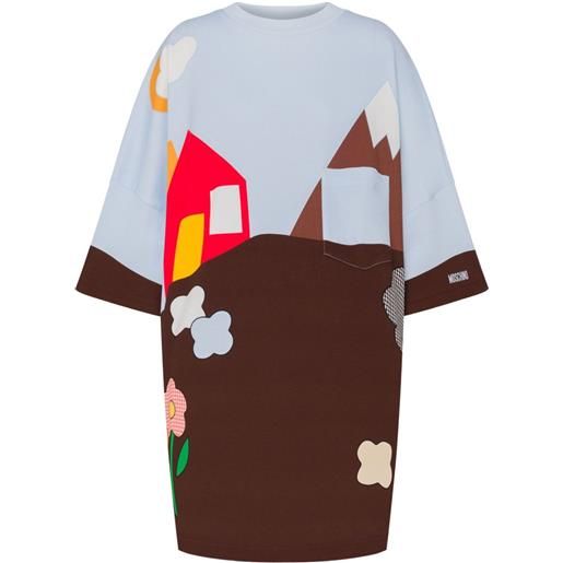 Moschino abito corto con stampa - marrone