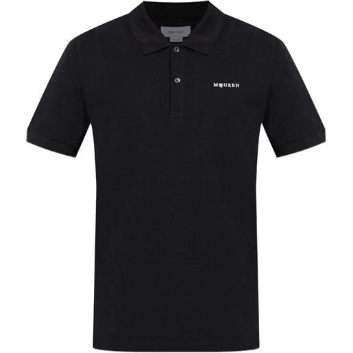 Alexander McQueen polo in cotone con ricamo - nero