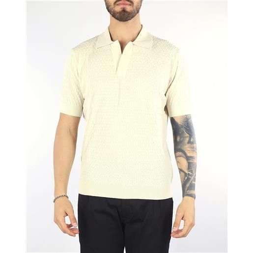 PAOLO PECORA polo jacquard panna