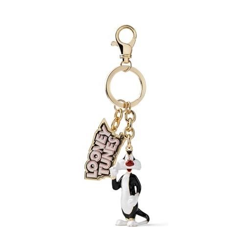 Braccialini keyring looney tunes portachiavi creato per la linea "looney tunes" con accessorio metallico smaltato "silvestro" e tag metallico "looney tunes". 