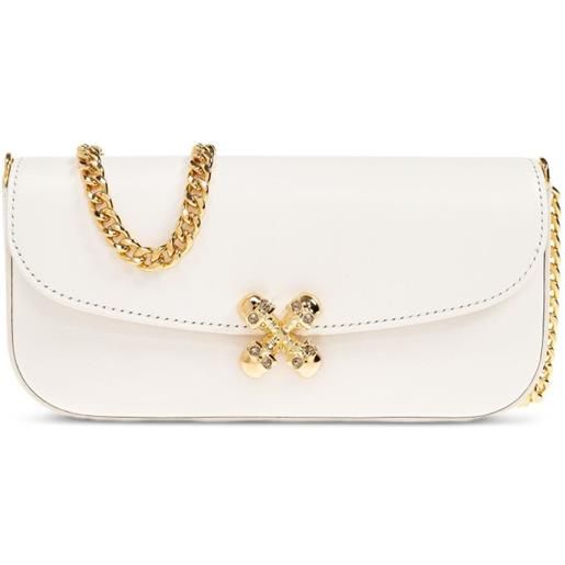 Alexander McQueen borsa a spalla skull flower piccola - bianco