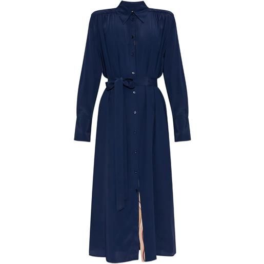 PS Paul Smith abito in seta con cintura - blu