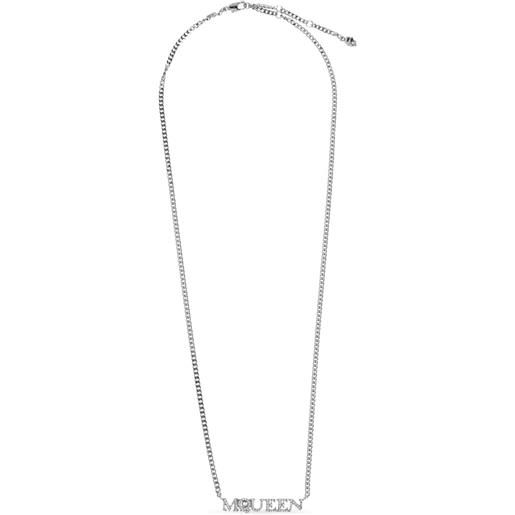 Alexander McQueen collana con pendente logo - argento