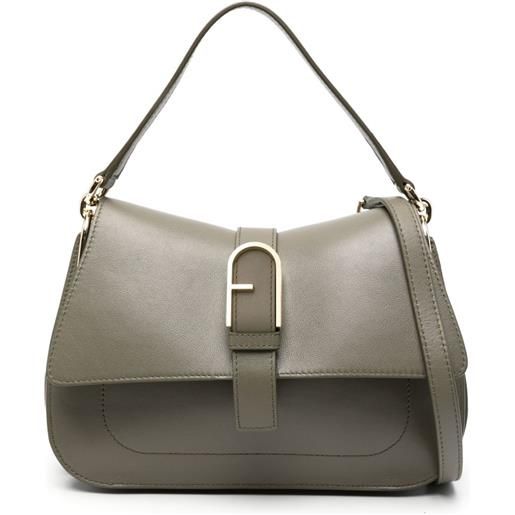 Furla borsa tote con placca logo - verde