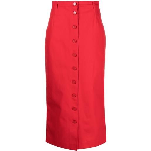 Raf Simons gonna midi denim - rosso