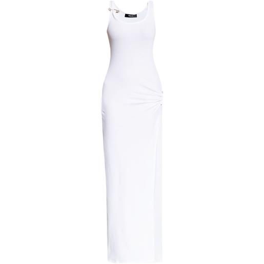 Versace abito lungo asimmetrico con ruches - bianco