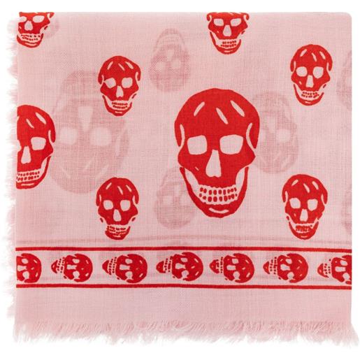 Alexander McQueen sciarpa con frange e stampa teschio - rosa