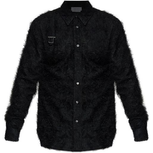 Alexander McQueen camicia a maniche lunghe in pelliccia sintetica - nero