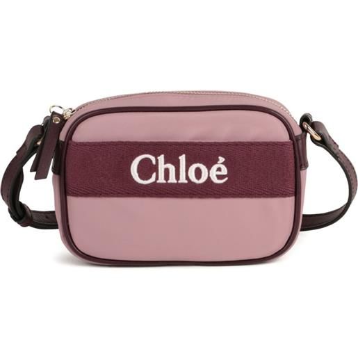 Chloé Kids borsa a tracolla con ricamo - viola