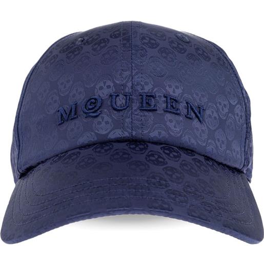 Alexander McQueen cappello da baseball con motivo teschio goffrato - blu