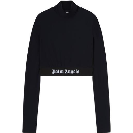 Palm Angels top corto con banda logo - nero