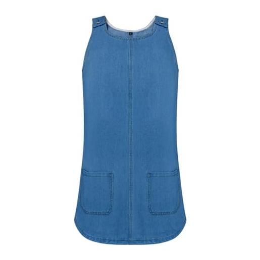 SUIUOI abito corto da donna, slim fit, in denim, con scollo a u, senza maniche, linea ad a, abito estivo casual, azzurro, l