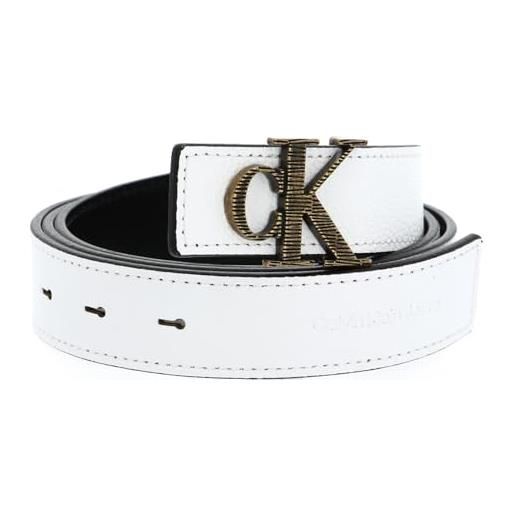 Calvin Klein pelle cintura ckj monogram mono hardware belt w110 bright white bianco