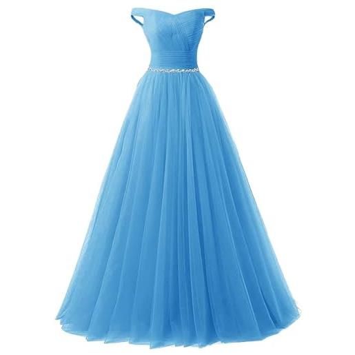Zorayi abito da sera elegante lungo in tulle formale abito da ballo, celeste. , 44