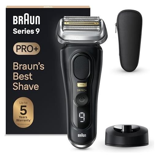 Braun series 9 pro +, rasoio elettrico barba, regolabarba uomo, rifinitore di precisione, custodia da viaggio in tessuto, batteria litio ion, 100% impermeabile idea regalo, 9510s nero