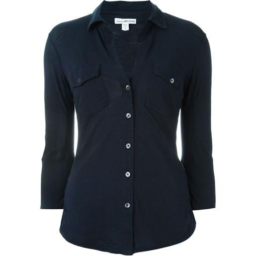 James Perse contrast panel shirt - blu