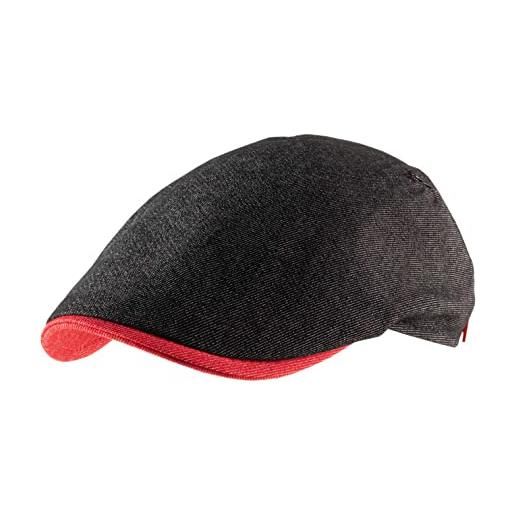 Marone 1881 - cappellino piatto, berretto gatsby gino - size 56 cm - v2-noir-rouge