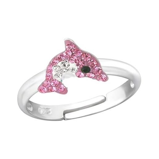 FIVE-D anello per bambini e ragazze, in argento sterling 925 con delfino, argento sterling