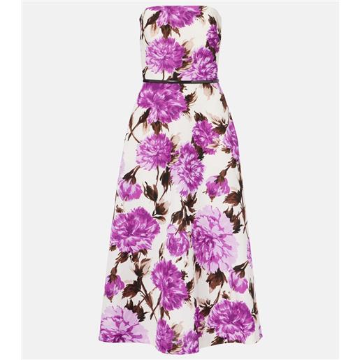 Max Mara abito midi in faillã© di misto cotone con stampa floreale