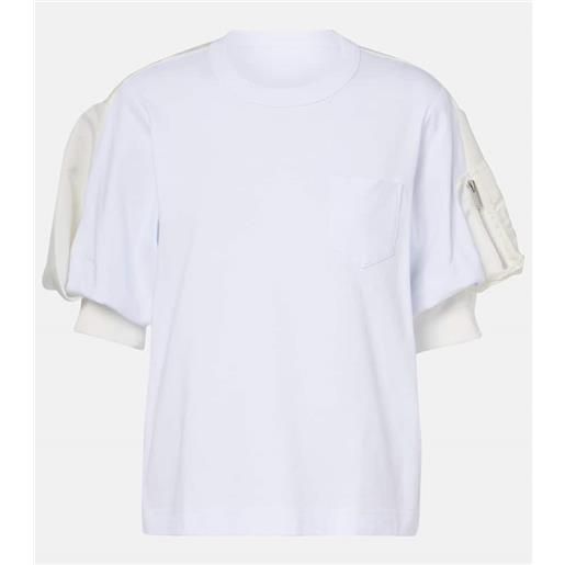 Sacai t-shirt in jersey di cotone e twill