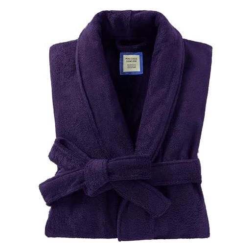 Fullove accappatoio da uomo accappatoio classico da uomo, accappatoio in cotone e spugna, accappatoio al ginocchio per hotel di lusso (viola scuro)