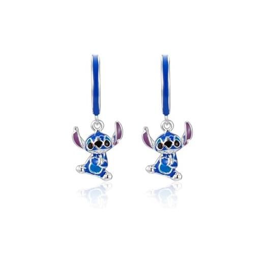 Disney orecchini a cerchio Disney stitch in argento per bambine, misura unica, gioielli Disney