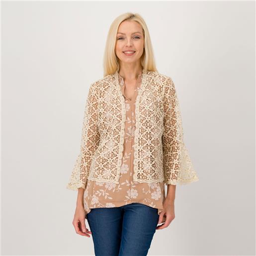 Nina Leonard cardigan crochet con pizzo