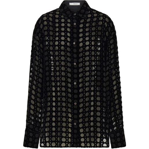 Ferragamo camicia con effetto devoré - nero