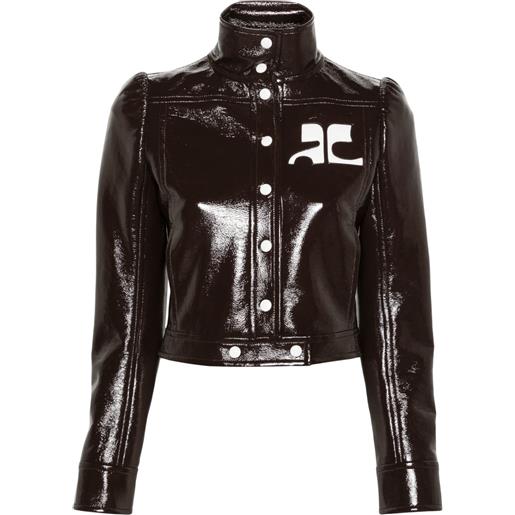 Courrèges giacca biker con applicazione - marrone