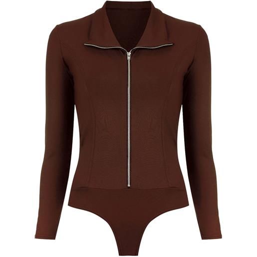 Amir Slama body a collo alto con zip - marrone