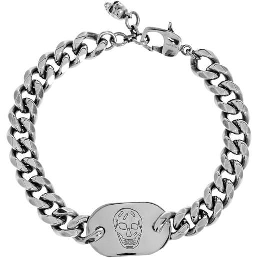 Alexander McQueen bracciale a maglia barbazzale - argento