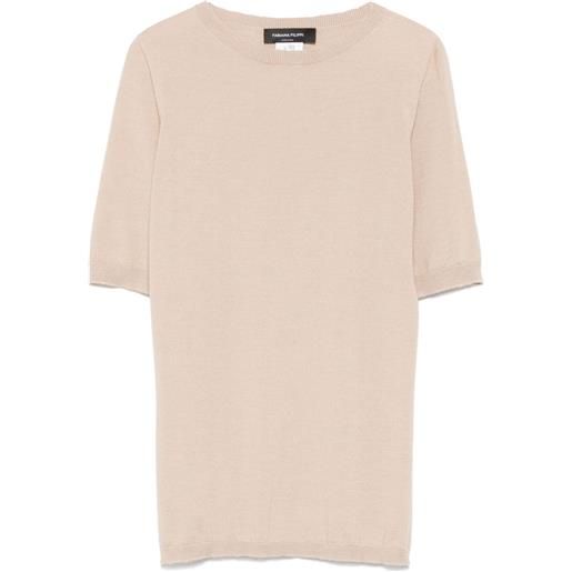 Fabiana Filippi polo in cashmere a maniche corte - toni neutri