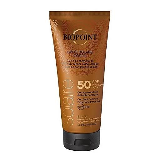 Biopoint latte corpo solare spf50 40 ml - resistente all'acqua, ad assorbimento rapido, non unge, senza oli minerali, coloranti, alcool e nikel tested