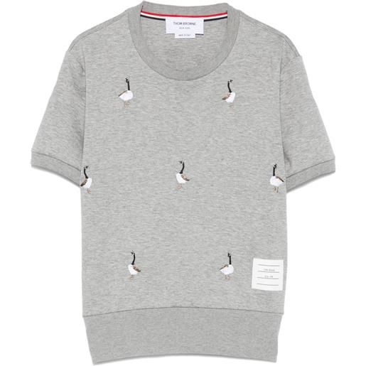 Thom Browne t-shirt con ricamo - grigio