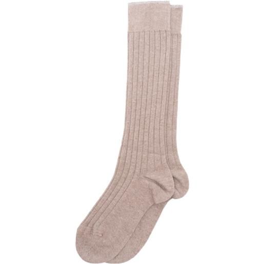 Brunello Cucinelli calzini al ginocchio con design a coste - toni neutri