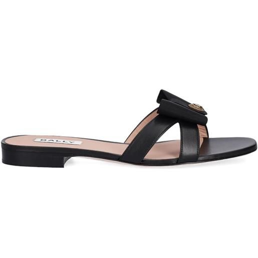 Bally sandali slides in pelle con fiocco - nero
