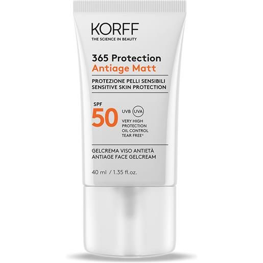 Korff 365 protection antiage matt gel crema viso mattificante spf50+ 40ml