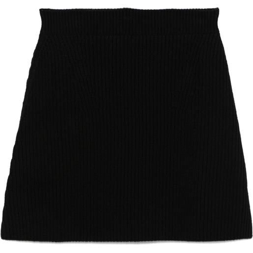 Jil Sander minigonna in lana a coste - nero