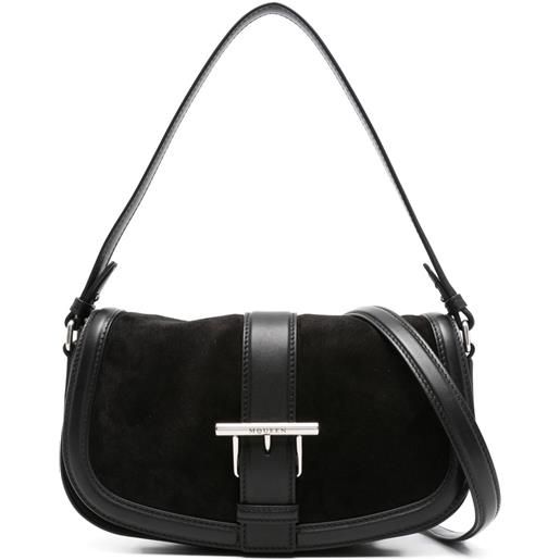 Alexander McQueen borsa in pelle scamosciata con fibbia - nero