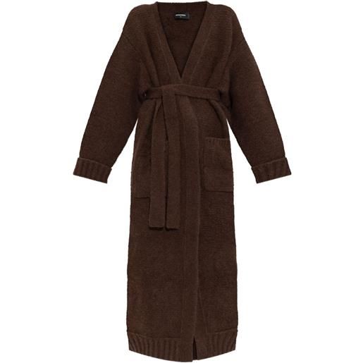 DSQUARED2 cardigan lungo con cintura - marrone