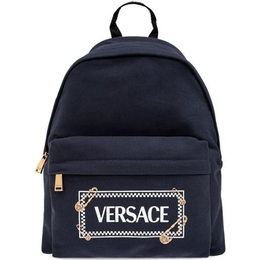 Versace Kids zaino con logo safety pin - blu