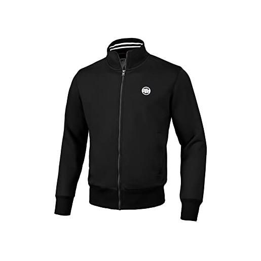 PITBULL - felpa da uomo con zip oldschool small logo, giacca classica con colletto alto, maniche a costine, vestibilità slim, look sportivo