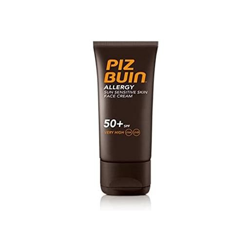 Piz Buin, crema viso allergy, con protezione solare spf 50, per pelli sensibili, 40 ml