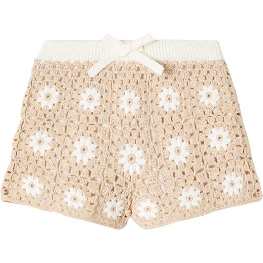 Zimmermann Kids shorts cascadian in crochet di cotone con stampa floreale
