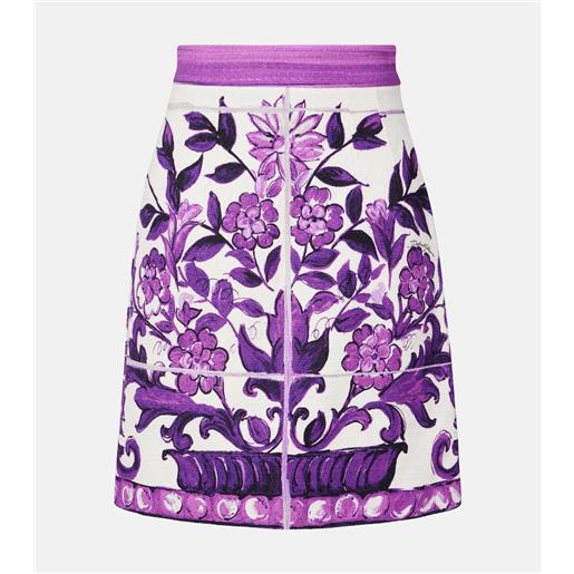 Dolce&Gabbana minigonna majolica in misto lino e cotone