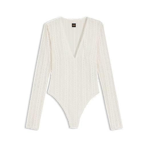 BOSS body con scollo a v e lavorazione ricamata, colore neutro