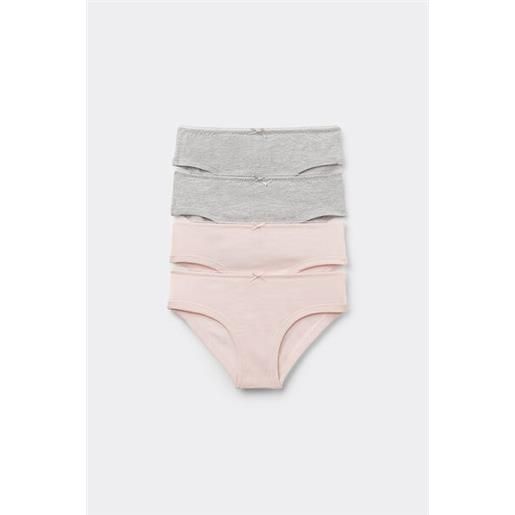 Tezenis 4 paia slip bimba in cotone basic bambina grigio chiaro
