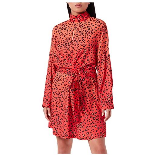 Liquorish abito ombre con stampa leopardata con dettaglio aperto sul collo in arancione vestito da sposa, rosso, 44 donna
